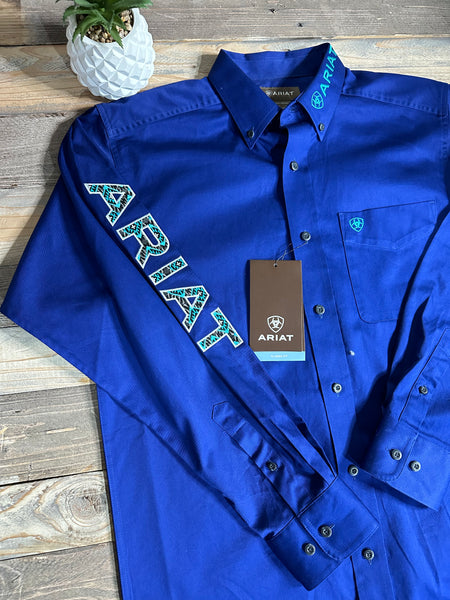 Ariat Team Logo Royal Blue 24Twill Long Sleeve Shirt