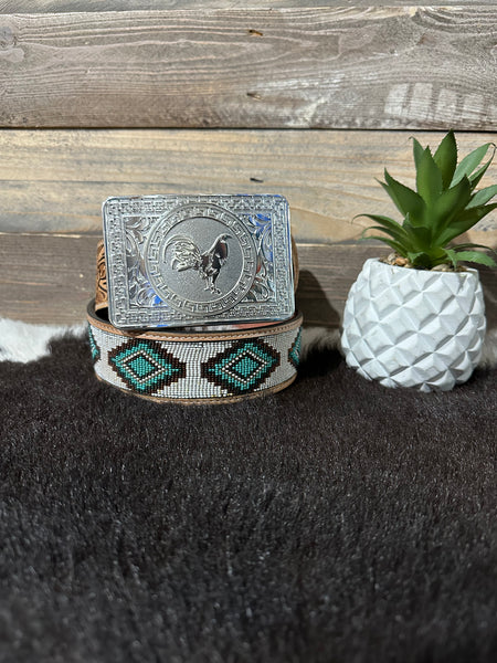 El Dorado Beaded 2” Belt + Un Gallo Buckle Set