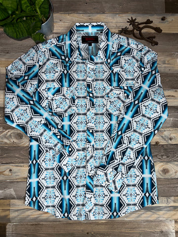 Rock & Roll Denim Aqua Aztec Shirt
