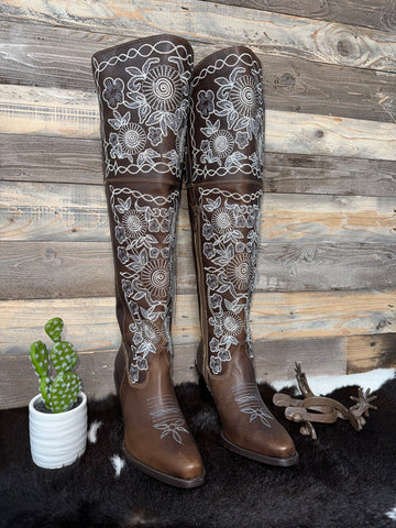 Dan Post Floral Embroidery Tall Boot