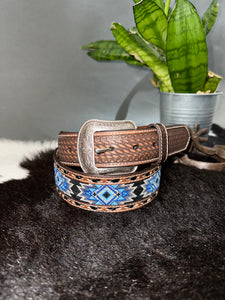 Aztec Blue Embroidered Belt