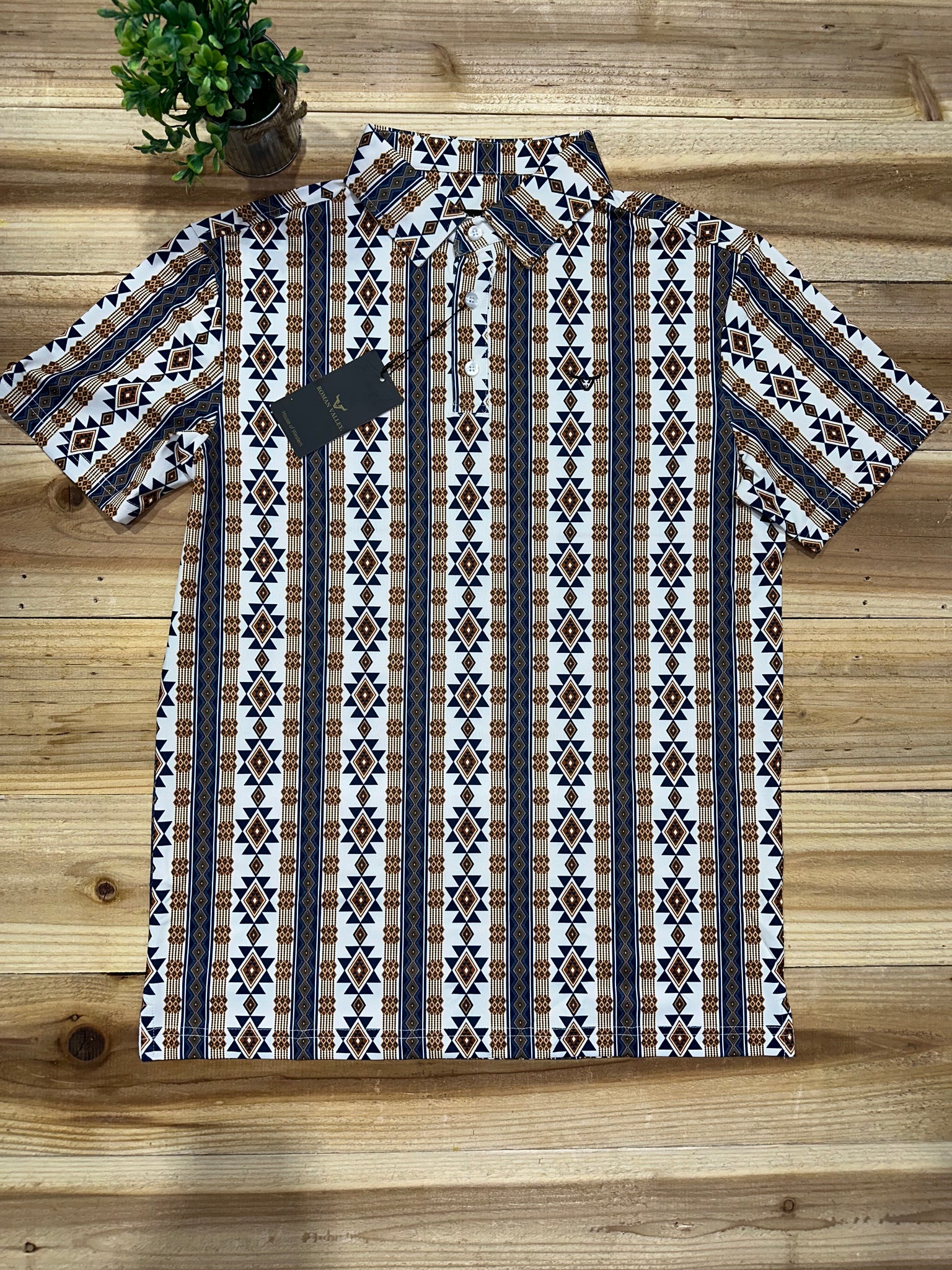 Aztec Navy Pin Stripe Polo