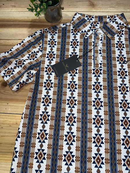 Aztec Navy Pin Stripe Polo