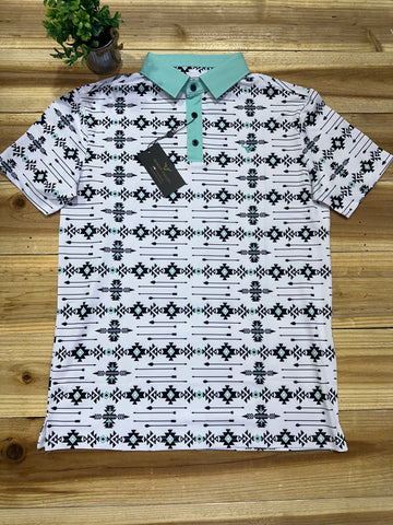 Aztec Aqua Teal Polo