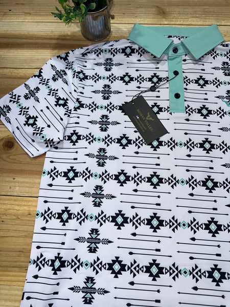 Aztec Aqua Teal Polo