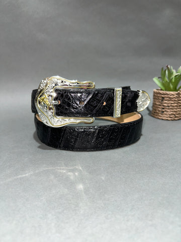 Exotic Caiman Black Leather