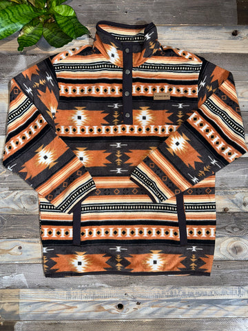 Cinch Autumn Brown Aztec Pullover Fleece