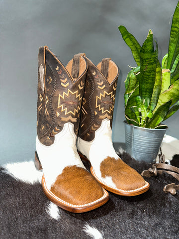 Exotic Boot Miel Cowhide “Long White” Sz 6