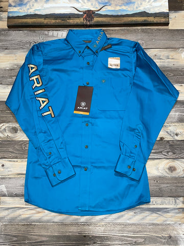 Ariat Team Deep Turquoise Logo Twill Long Sleeve Shirt