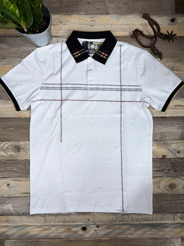 Checker Collar White Polo