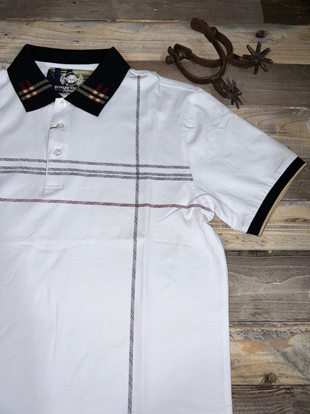 Checker Collar White Polo