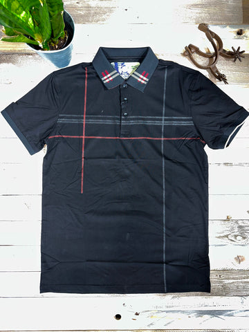 Checker Collar Black Polo