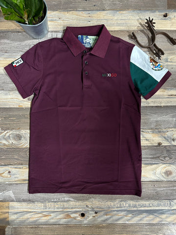 Team Mexico Burgandy Embroidery Polo