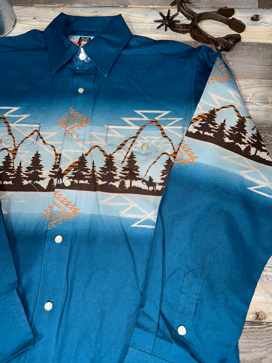 Mountaineer Teal Borderline – Roman Valley Ranch