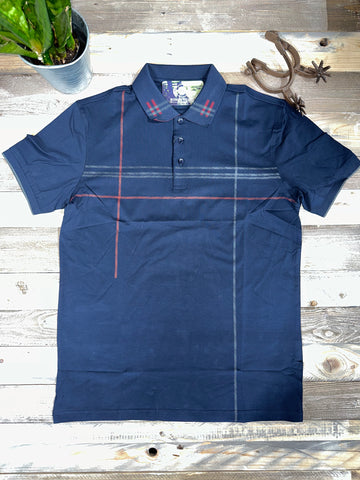 Checker Collar Navy Polo