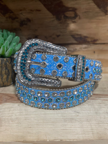 Bella Sky Blue Rhinestones Belt