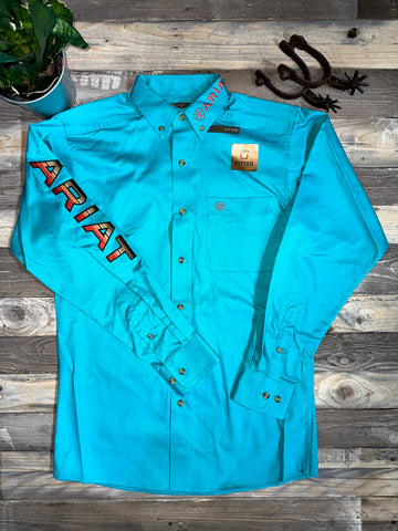 Ariat Team Aqua Logo Twill Long Sleeve Shirt