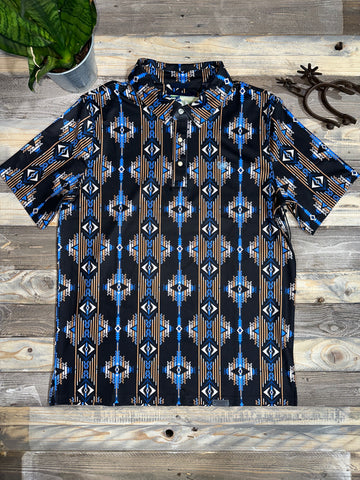 Black/Blue Aztec Polo