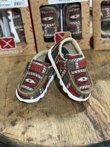 TWISTED X INFANTS' CASUAL Red Aztec MOC TOE SHOES