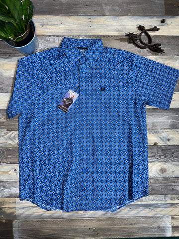 Cinch Geo Blue Short Sleeves