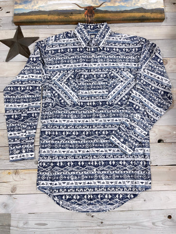 Panhandle Buckaroo Navy Print Long Sleeve