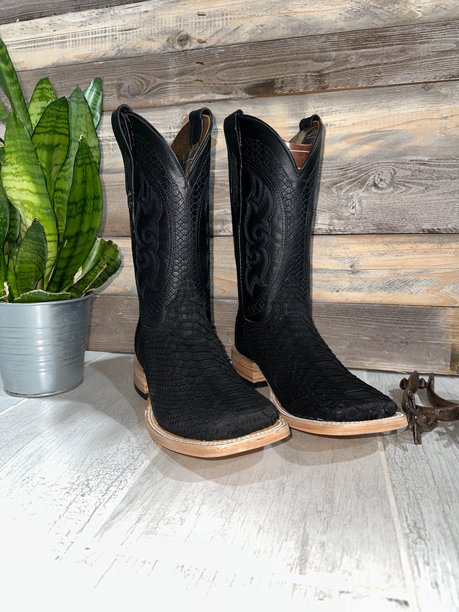 Exotic Python Black On Black Boots Snake Boot – Roman Valley Ranch
