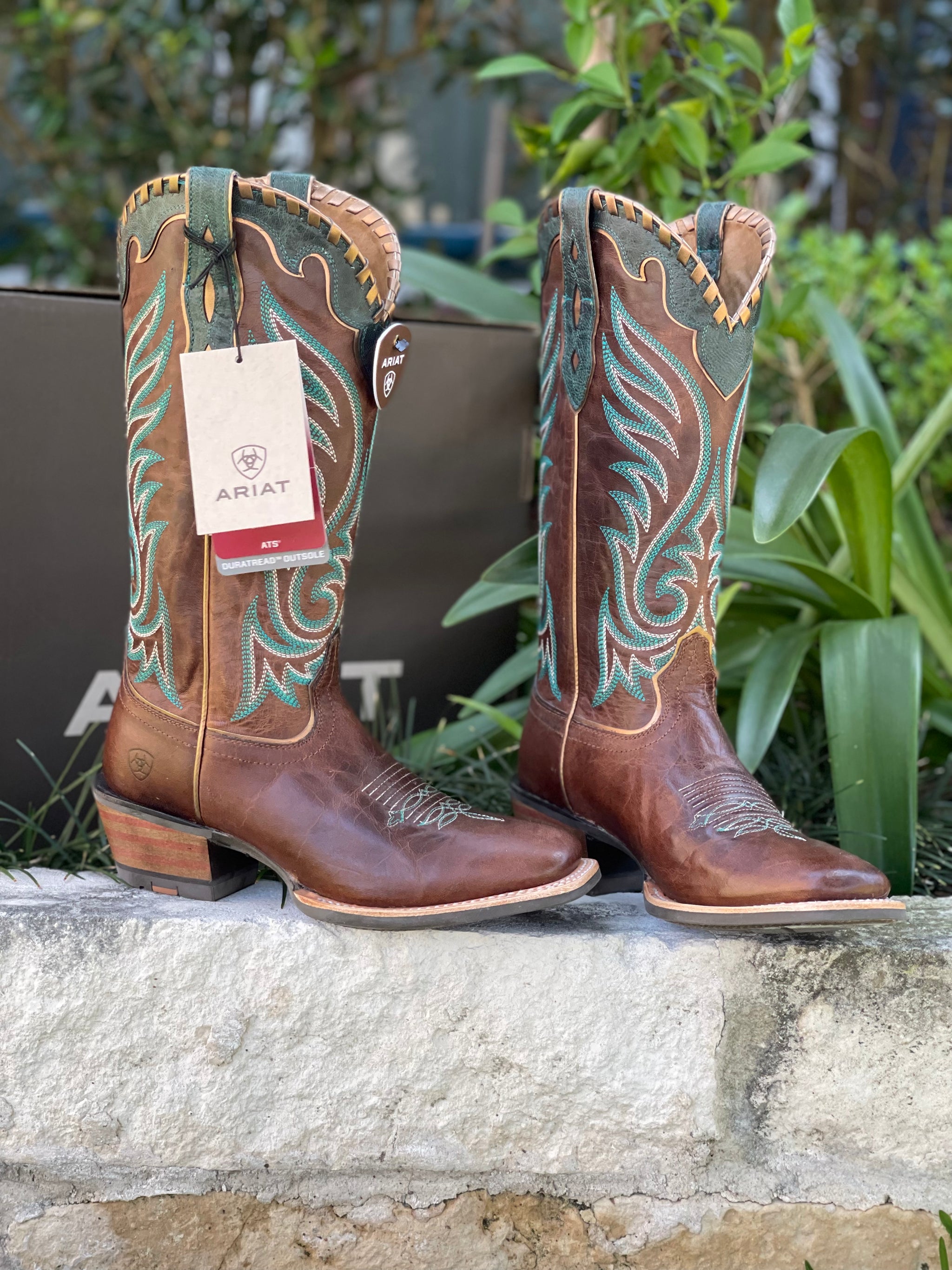 Ariat Tan Leather Boots Vintage Tan Ariat Cowboy Boots – 23 Plus main image 2